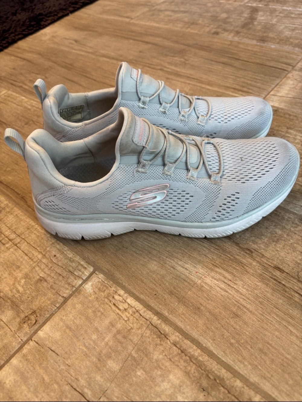 Skechers Womenβs Slip-On Athletic Sneakers in Light Blue Gray - Picture 3 of 4